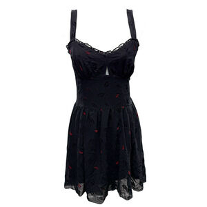 Tripp NYC Feather Mini Dress Gothic Romantic Sweetheart Neck‎ Babydoll Small Y2K